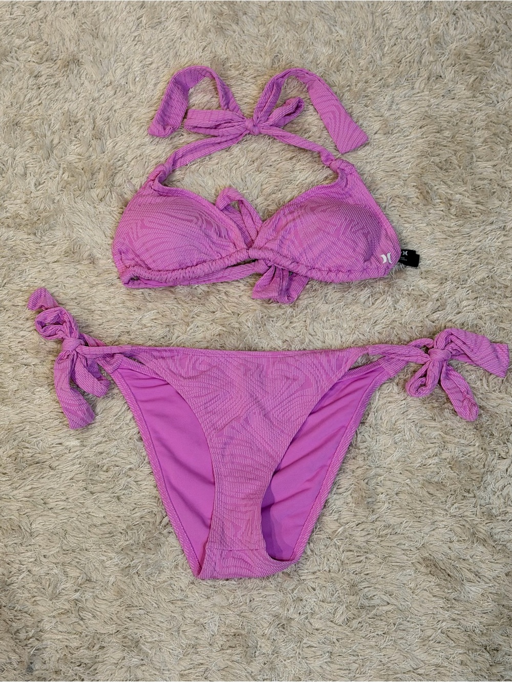 Hurley Women’s Pink Tie-Side Bikini Set - L